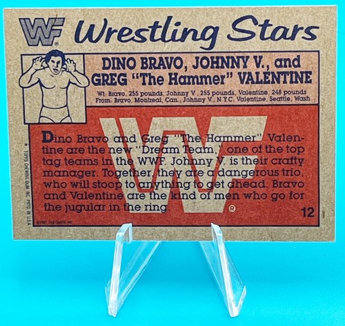1987 Topps WWF #12 Bravo Valentine Johnny V Wrestling Card - NM - Picture 2 of 2