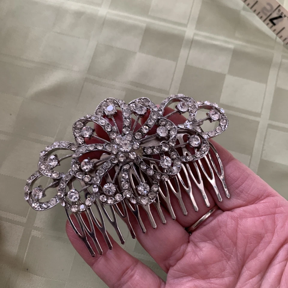 Bridal Wedding Rhinestones Metal Hair Comb 4” Prom Formal Pageant - Image 4 of 4