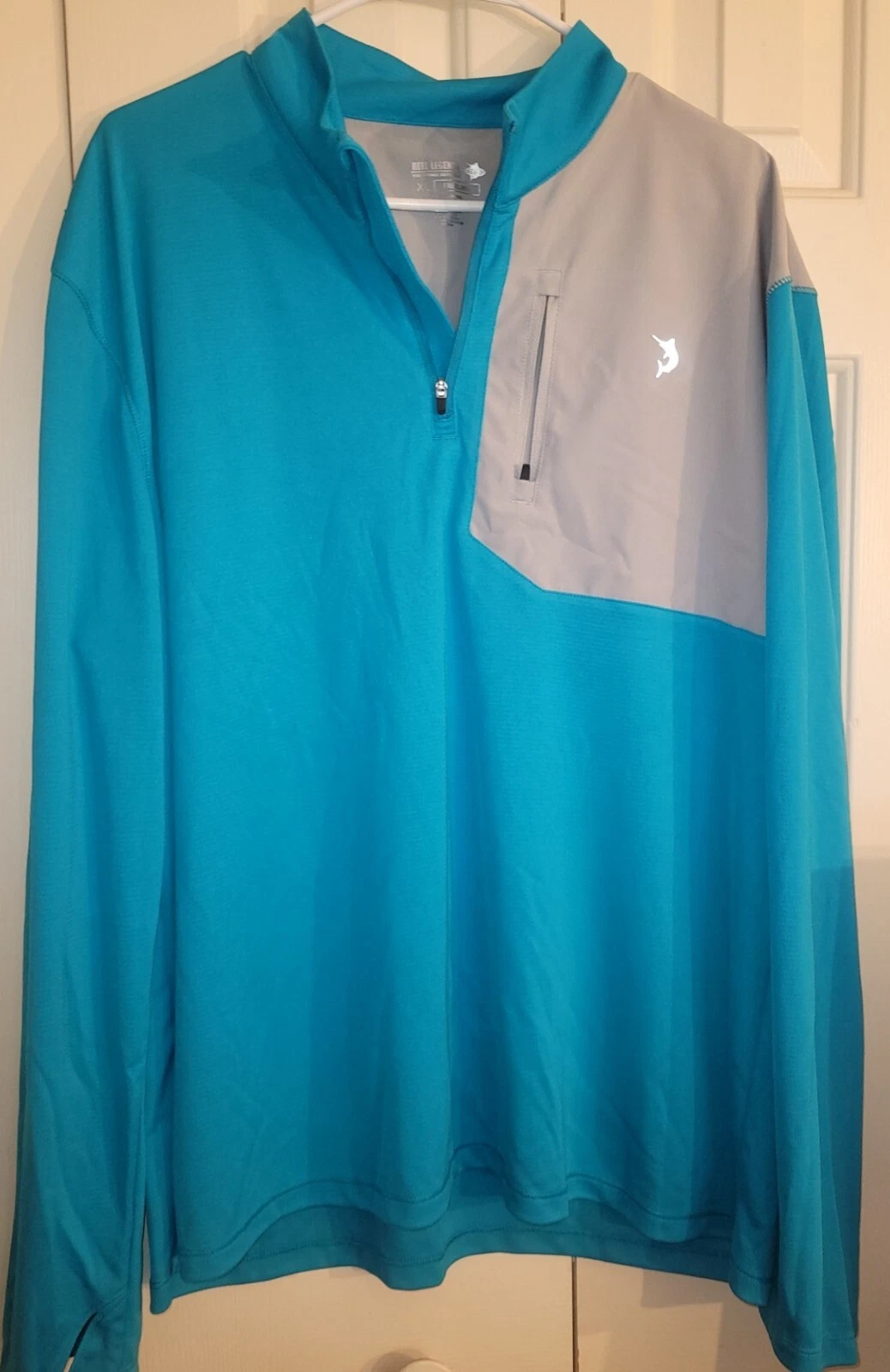 Reel Legends Freeline Men’s Shirt Long Sleeve ¼ Zip Pullover Teal/Gray NWOT - XL