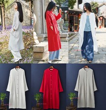 Women Martial Arts Tai Chi Cotton Linen Tang Suit Kung Fu Top Long Coat Uniforms