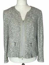 Gelco Silver Grey Knit & Faux Suede Zip Close Jacket Pockets Uk16 Looks Unworn