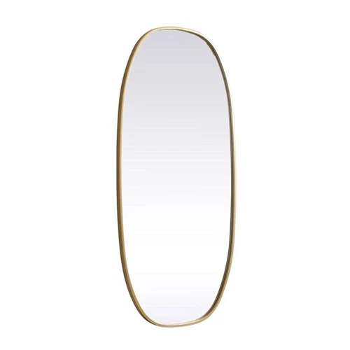 Elegant Decor Brynn 24x48" Oval Modern Metal Wall-Mounted Mirror in Brass - Picture 3 of 11