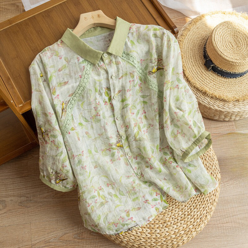 Camisa Prendas para el torso Blusa con botones Informal Étnica Básica Moda para mujer