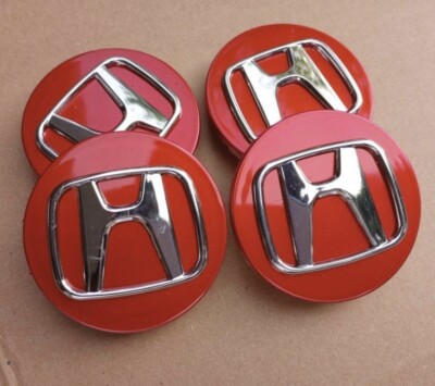 Red R Wheel Cap Red Honda Wheel Rim Center Caps Chrome Logo 69MM/2.75 | Set of 4 | OE ...