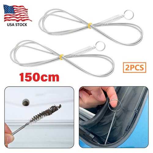 2x 150CM Flexible Car Drain Dredge Sunroof Cleaning Scrub Brush Tool