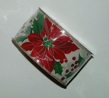NEW Christmas Ribbon Cream Red Fabric Wire Edge 2.5 in 39 ft Poinsettia