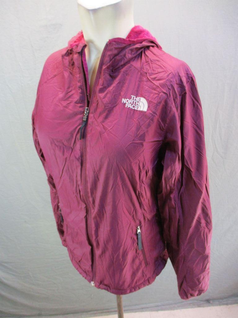 The North Face Size S Women Burgundy Full Zip Faux Fur Lined Hooded Jacket  7R816