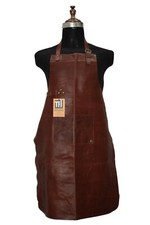 Image of Brown Real Leather Apron Butcher apron -Cook apron -BBQ apron -Cooking apron