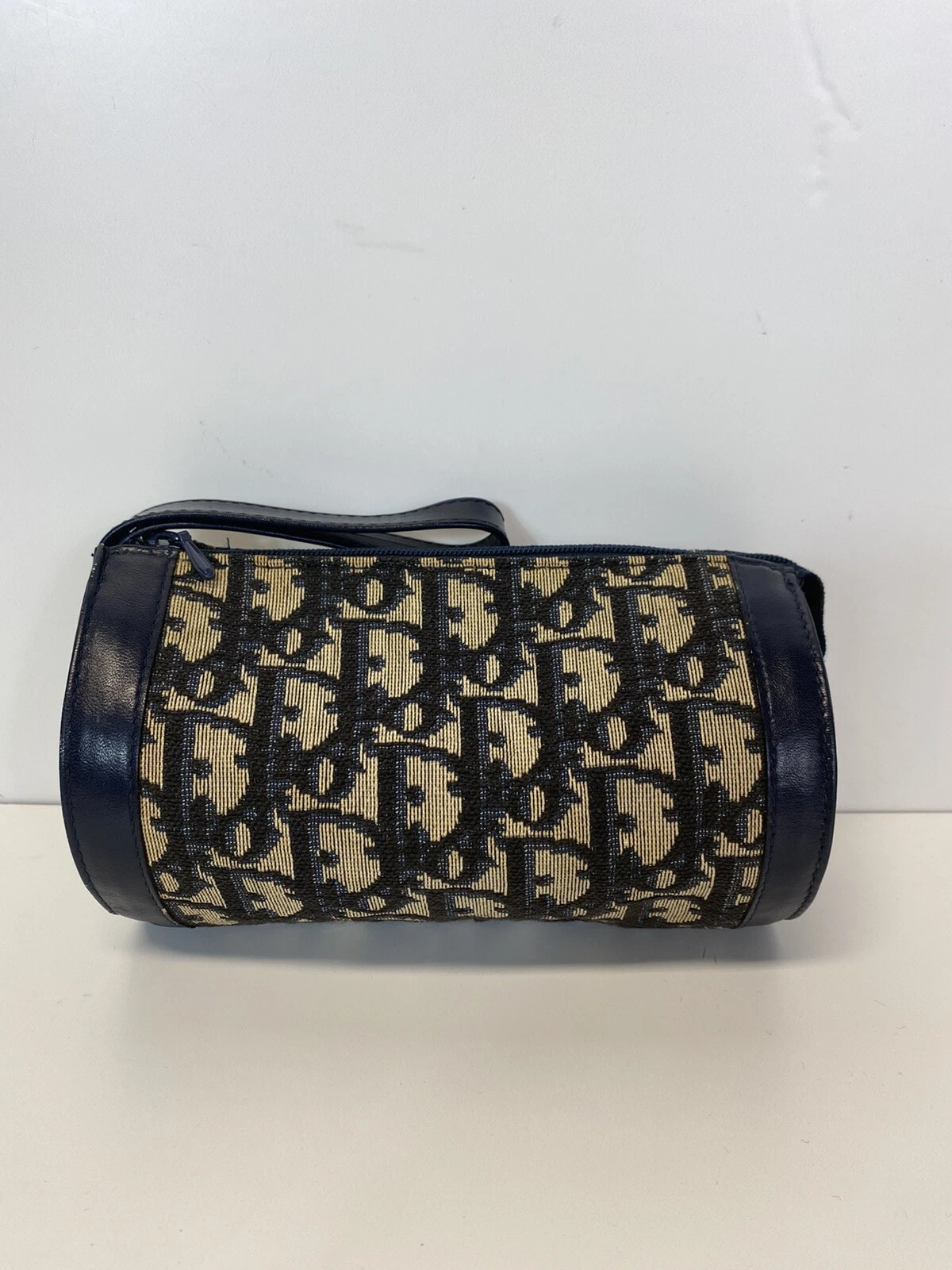 Sac bracelet vintage Christian Dior années 80 marine trotter monogramme tube