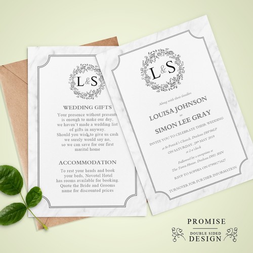 Personalised Wedding Day / Evening Invitations Double sided with Envelopes (W1) - Picture 44 of 58