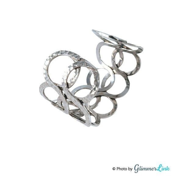 Interlocking Circles Hammered Open Work Geometric… - image 6