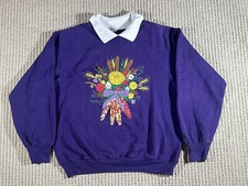 Vintage Morning Sun Sweatshirt Top Women  s Size L Granny Novelty Fall Corn