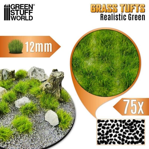 Matas Cesped - Tufts - 12 mm - Verde Realista - Maquetas escenografia