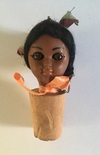 Vintage Plastic Lady Head Cork Bottle Stop