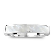 Rectangular Bar White Mother of Pearl Inlay Sterling Silver Ring-6