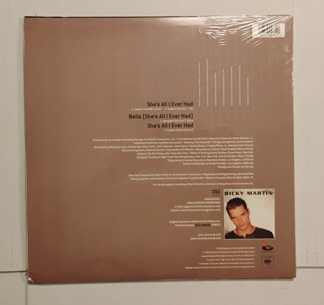 SEALED - RICKY MARTIN - SHE'S ALL I EVER HAD VINYL MAXI SINGLE