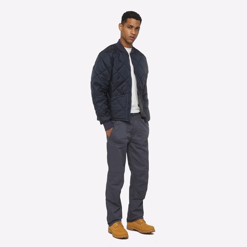 Dickies Mens Diamond Quilted Classic Comfort Zip Nylon Jacket Navy - Picture 4 of 5