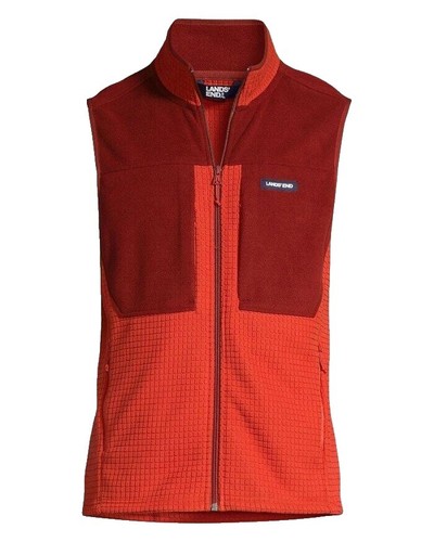 Vintage Lands End Fleece Vest Mens XL Blue 80S 90S Full Zip Up 