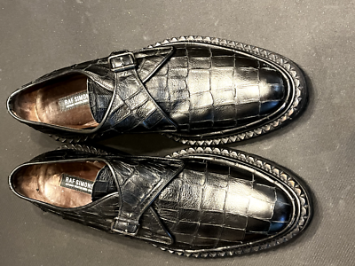 Raf Simons FW08 Crocodile-Embossed Buckle Creeper Shoes (EU 45