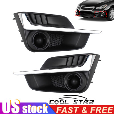 Pair For Subaru Impreza 2015-2016 Textured Front Bumper Fog Light Cover Bezel
