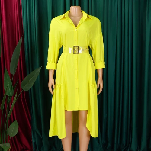 Women's Elegant Lapel Maxi Long Dress Casual Fashion Solid Shirt Club Dress - Bild 18 von 35