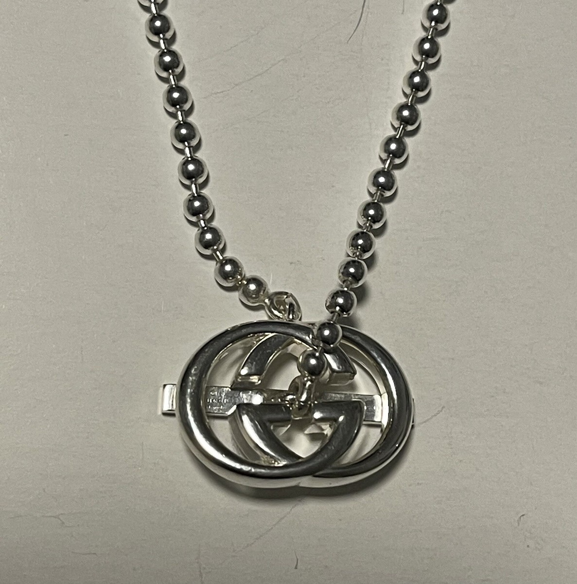 GUCCI GG .925 Sterling Silver Toggle Choker Necklace Ball