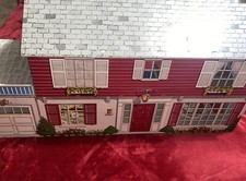 Vintage Marx Metal Tin Litho Dollhouse 2 Story House 6 Rooms Colonial