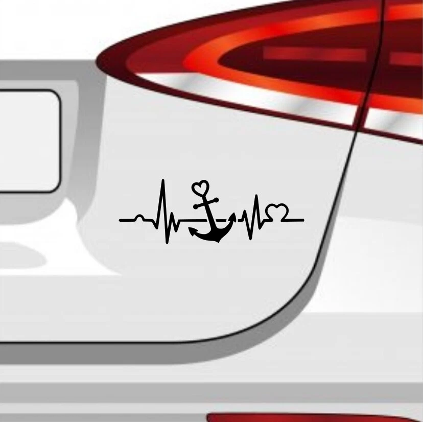 Herzschlag Anker Aufkleber 6 Größen 21 Farben- Nordsee Ostsee Hamburg Rügen Sylt - Bild 3 von 4