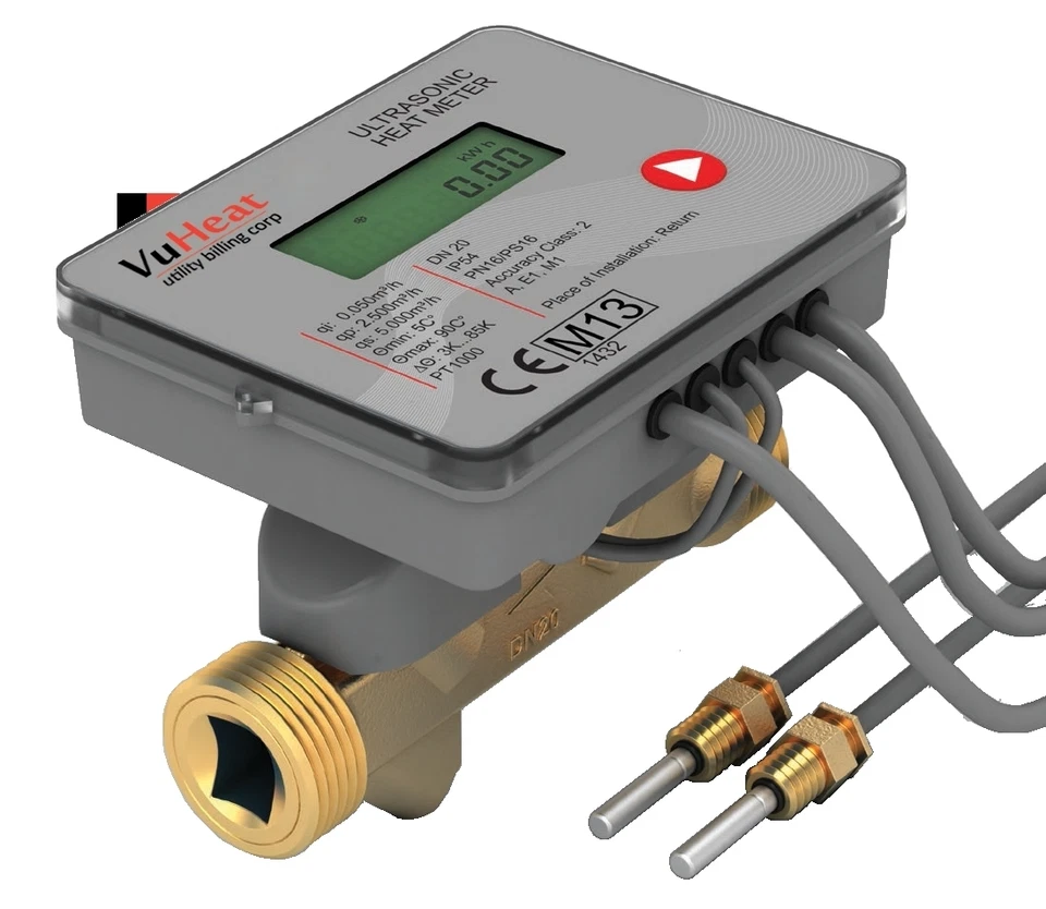 DN20 1" RHI MID class 2 Compact Ultrasonic Heat Meter: Qp 2.5 1"