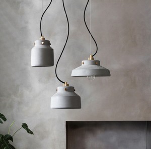Country Style Concrete Cement Round Shade 1 Lamp Ceiling Pendant