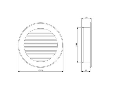 Prostko Ltd Grau Rund Lüftungsgitter Gitter - 100mm Mit Flansch Und