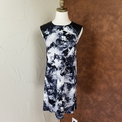 RED by Saks Fifth Avenue Sleeveless Sheath Dress Size XS Black Faux Leather