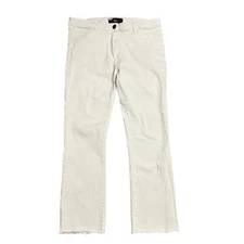 3x1 NYC Crop Boot With Raw Hem White Tear Denim Jeans Size 31 Straight Mid $225