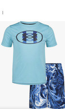Under Armour Boys 2-Piece Swim Set Surf Shirt  Volley Shorts Size 4 40 NWT