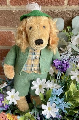 Steiff ? Waldili Hunter 1960s Dachshund Dog Mohair 8  Felt Suit Very Cute NO ID