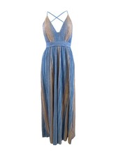 Xscape Women's Metallic-Stripe Gown 2, Rose/ Blue 