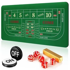 Leyndo Craps Tabletop Game Set, Includes 35"x70" Rubber Craps Tabletop Layout...