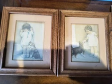  Oak Wood Frames with both Disgrace and Reward Bessie P. Gutmann 11.75”T 1930's