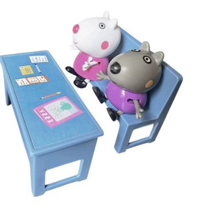 Peppa Pig Madam Gazelle School W/ 2 Desks 2 Benches, 4 Kids