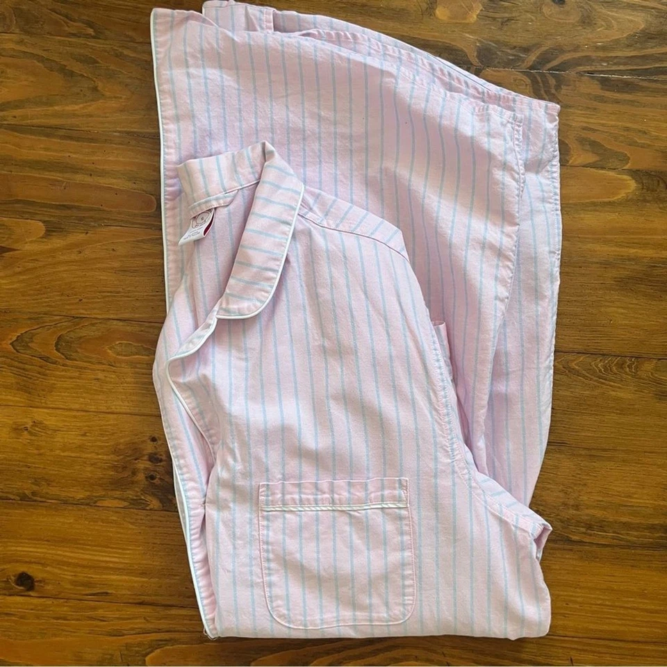 Brooks Brothers 女式棉质条纹晚礼服粉色粉彩蓝色 XL 码 — 第 3/4 张图片