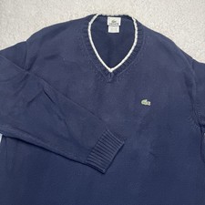 Lacoste V-Neck Pullover Sweater Men  s 6 US XL Navy Blue Classic Preppy Sweater
