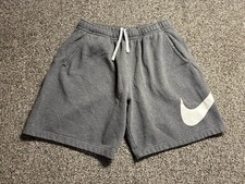 Nike Fleece Sweat Shorts Mens Medium Gray Big Swoosh Logo Athletic Gym BV2721