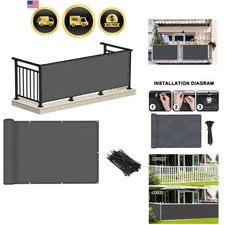 Balcony Privacy Screen Fence Cover 3x10 UV Weather-Resistant HDPE Charcoal