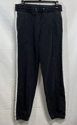 MSGM Women's Black Logo Tape Stripe Cotton Joggers Pants Sz S