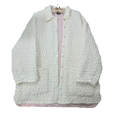 Tamara Malas White Cosmo Quilted Coat 10-16 Plus size 70s Retro Jacket