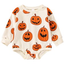 Toddler Infant Baby Girl Boy Halloween Outfit Pumpkin Sweatshirt Oversized On...