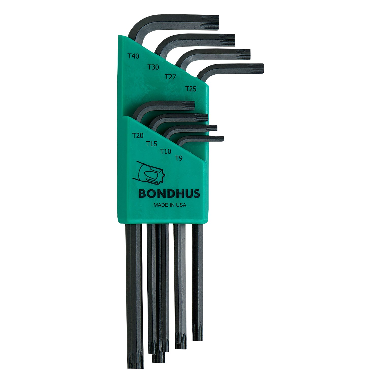 Bondhus 31834 Long Length Star-Tipped L-Wrenches, 8 Piece Set, sizes T9-T40