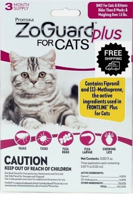 ZoGuard Preventative Treatment for Cats & Kittens  1.5+ Pounds Lb (3-Months)