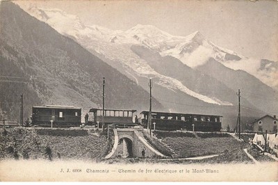 74 CHAMONIX MONT BLANC AI#DC568 ZUG ELEKTRISCHE EISENBAHN UND MONT BLANC