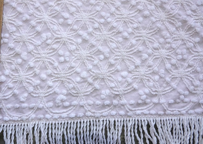 Vintage pale Pink double wedding ring & pops Cabin Crafts bedspread Large piece!
